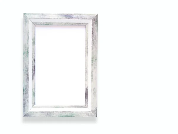 Empty Picture Frame Grey Color Rectangle Shape Isolated White Background — Stock Photo, Image