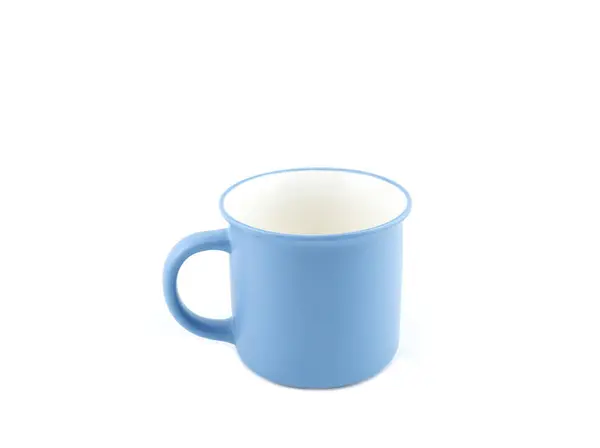 Taza Azul Vacía Para Café Aislada Sobre Fondo Blanco Uso — Foto de Stock