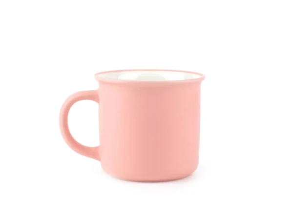 Empty Pink Color Mug Coffee Tea Isolated White Background Use — Stock Photo, Image