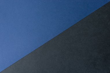 İki renkli siyah ve koyu mavi renkli kağıt arka plan. Görüntü, metin ve tasarım için kavram. Geometrik kağıt fon. Soyut kağıt dokusu veya arkaplan.
