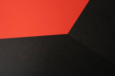 Soyut kağıt dokusu veya arkaplan. İki renkli, kırmızı ve siyah renkli kağıt arka plan. Resim, metin ve tasarım için kavram