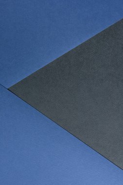 Koyu mavi ve siyah renkli kağıt arkaplan dokusu, iki ton görüntü, metin ve tasarım kavramı. Geometrik kağıt arkaplanı