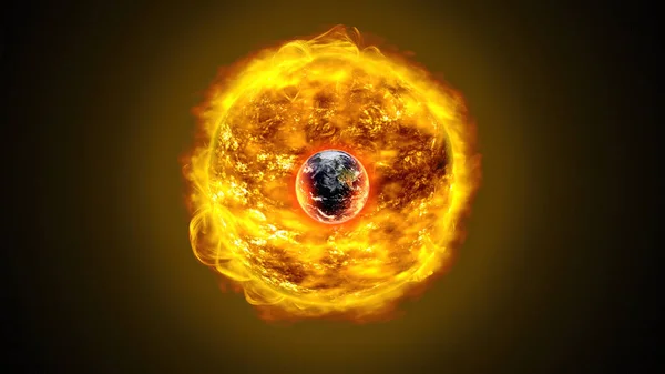 During a solar eclipse, the Earth covers the Sun, creating the effect of an eclipse. 3d illustration.