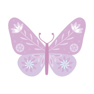 Mor el çizimi kelebek elementi, izole vektör klipsi sanatı