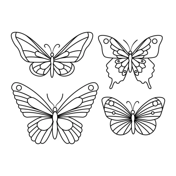 Arte Línea Mariposa Ilustración Vectorial Aislado — Archivo Imágenes Vectoriales