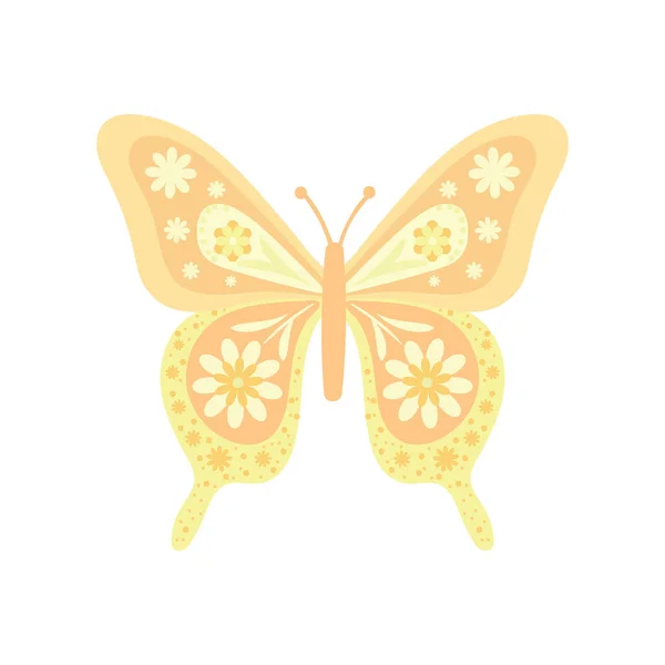 Orange Butterfly Clip Art Isolated Vector Element White Background — Stock Vector