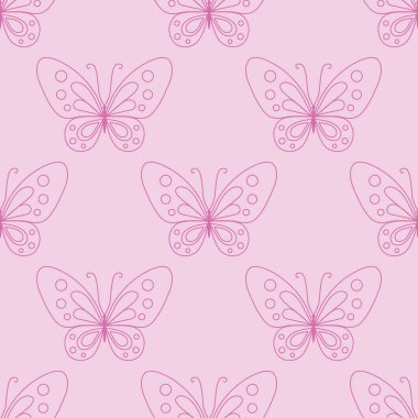 Tüm pembe kelebek tekrarlayan desen, kusursuz vektör arkaplan