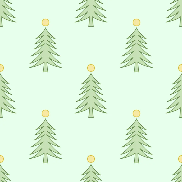 Зеленые Рождественские Елки Простой Векторный Повторяющийся Узор — стоковый вектор