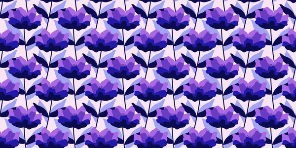 Abstraktní Modré Květinové Pozadí Tučný Květinový Vzor Hladký Vektor Opakující — Stockový vektor
