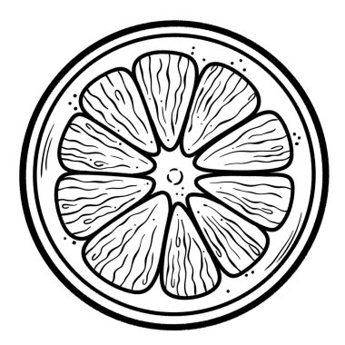 Limon dilimleri, desenli mürekkep çizgileri.