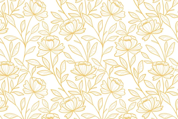 Gold and white floral hand vintage drawn background illustration