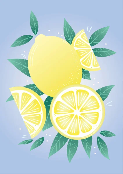 Векторный Лимонный Плакат Иллюстрация Цитрусовых Дизайн Вертикальной Стены — стоковый вектор