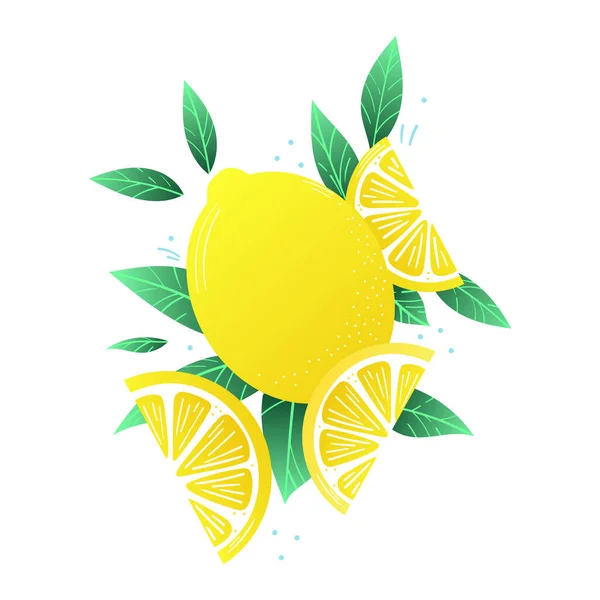 Limón Clip Vectores Arte Cítricos Ilustración Frutas Con Hojas Ilustración — Vector de stock