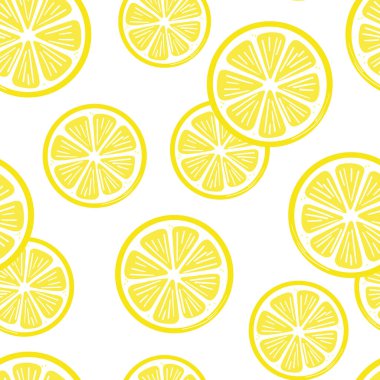 Limon, beyaz arkaplan, izole edilmiş, mükemmel yaz duvar kağıdı ile vektör tekrarlama deseni dilimler