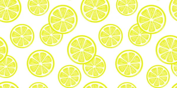 Zitronenscheiben Vektormuster Nahtlose Wiederholung Fliese Mit Weißem Hintergrund Zitrusfrüchte Scheiben — Stockvektor