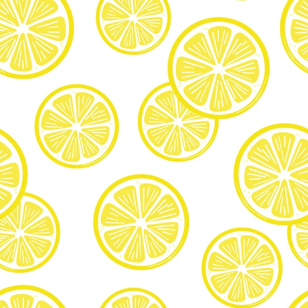 stock vector Lemon slices vector repeat pattern with white background, isolated, perfect summer wallpaper