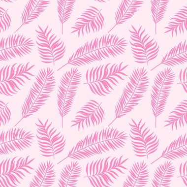 Pembe tropikal yapraklar pürüzsüz vektör deseni, sonsuz yinelenen arka plan