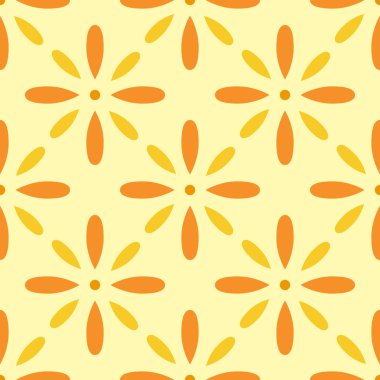 Turuncu soyut çiçekli vektör deseni, geometrik sırtüstü