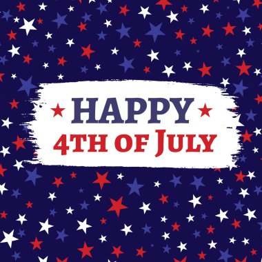 4 Temmuz 'un kutlu olsun vektör illüstrasyonu, arka planda metin nükteli yıldızlar, bağımsızlık günü posteri, web afişi