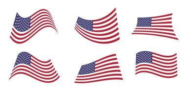 Amerikan bayrak vektör çizimi seti, farklı şekiller, bayrak klipsi sanatı