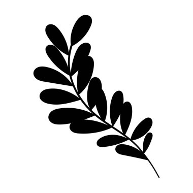 Beyaz arkaplanda izole edilmiş yaprak siluet vektör çizimi