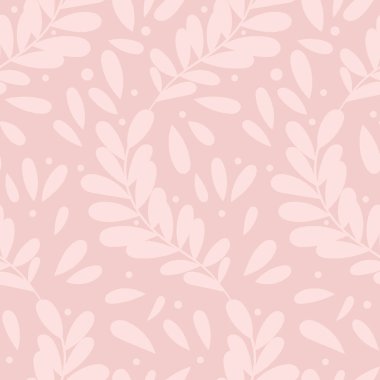 Hassas pastel pembe vektör desenli yapraklar, zarif arka plan, kusursuz yineleme