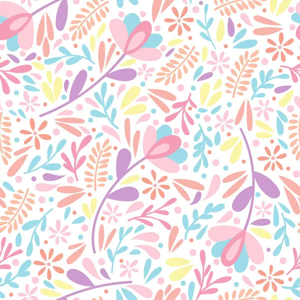 Renkli pastel modern çiçek deseni, bahar için mutlu ve şirin arkaplan, bitmek bilmeyen tekrarlayan duvar kağıdı