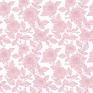 Pastel pembe desenli yıldız çiçeği klasik vektör deseni, el çizimi çiçek arkaplanı, bahar için kadınsı pürüzsüz tekrarlayan duvar kağıdı.