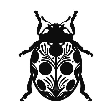 Uğurböceği el yapımı vektör klipsi sanat öğesi, halk esinlenilmiş böcek çizimi, böcek süslemesi, izole edilmiş.
