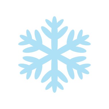 Basit mavi kar tanesi vektör çizimi, kış için izole edilmiş klipsli sanat öğesi, el çizimi