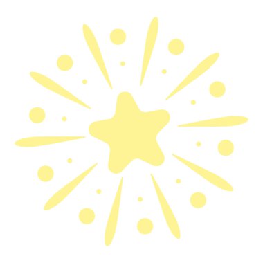 Sevimli havai fişek klipsi sanat elementi, el çizimi vektör çizimi sarı parlak yıldız tasarımı