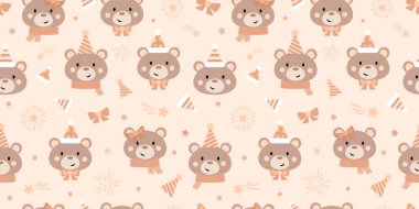 Tatlı pastel tatil ayı vektör arkaplanı, pürüzsüz tekrarlayan duvar kağıdı, ambalaj kağıdı tasarımı
