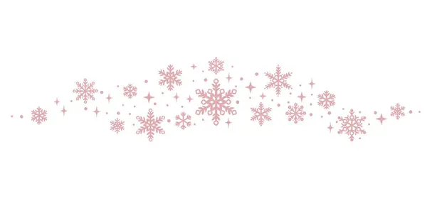 Pembe kar tanesi dalga pankartı, bayram klipsi sanat illüstrasyonu, vektör dekorasyon elementi