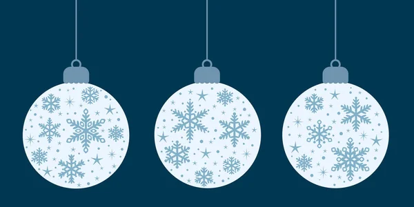 Kerstballen Feestelijk Ornament Ontwerp Met Sneeuwvlokken Vakantie Achtergrond Design Element — Stockvector