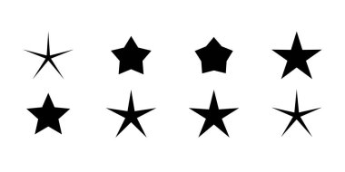 Basit yıldız vektör şekilleri, yıldız patlaması silueti geleneksel yıldızlar, klipsli sanatsal bozulma seti, izole edilmiş