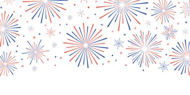 ABD 4 Temmuz Bağımsızlık Günü veya başkanlık günü kutlamaları, festival vektör bayrağı, patlama arka planı