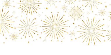 Yıldızlı altın havai fişek bayrağı, izole edilmiş zarif klip sanat unsuru, tatil partisi sınır tasarımı kutlamaları