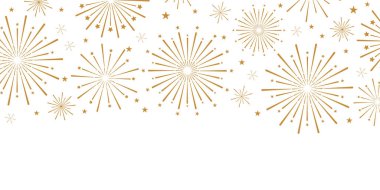 Yıldızlı altın havai fişek arka planı, zarif bayram afişi tasarımı