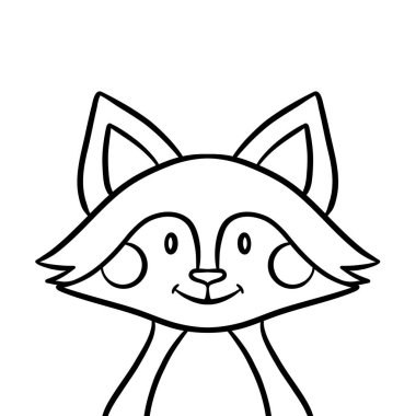 Şirin çizgi sanat tilkisi çizimi, vektör hayvan klipsi sanatı, tapılası renklendirme sayfası tasarımı