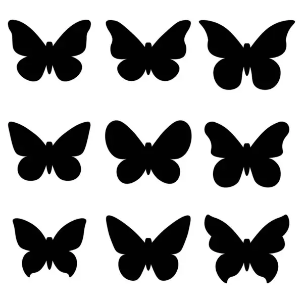 Kelebek şekilleri, vektör siluet çizim seti, vektör klipsi sanat unsurları izole