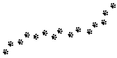 Paw vektör izi, evcil ayak izi siluet izi, izole edilmiş klipsli sanat unsuru tasarımı