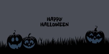 Balkabaklarıyla Cadılar Bayramı 'nız kutlu olsun, vektör bayrağı.