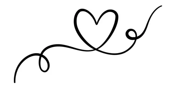 Karikatür çizgisi, sanat kalbi kıvrımlı kurdele dekoratif unsur, mürekkep.