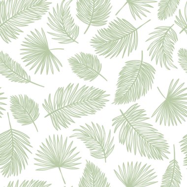 Yaz tropik palmiye yaprakları pürüzsüz desen, soyut yeşillik arka plan, açık yeşil tasarım