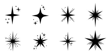 Sevimli yıldız klipsi sanat öğesi seti, yıldız patlaması simgeleri izole edilmiş tasarımlar
