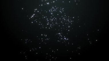 Kayan yıldızlar, soyut animasyon, büyülü ışıldayan parçacıklar, konfeti