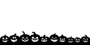 Tatlı Cadılar Bayramı balkabağı çerçeveli siluet, dipnot ya da sıkılmış tasarım, çocuklar için bayram feneri selamlama bayrağı, izole vektör tasarımı