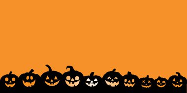 Cadılar Bayramı balkabağı arka planı, vektör şirin fener, çocuklar için sevimli bayram duvar kağıdı, turuncu ve siyah