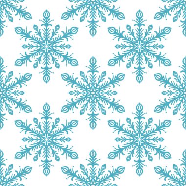 Zarif mavi kar tanesi deseni, kusursuz tekrarlayan vektör taşı, bayramlık duvar kağıdı veya arkaplan tasarımı