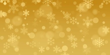 Altın kış kar taneleri arka planı, vektör Noel şenlikli bayram duvar kağıdı veya pankart tasarımı